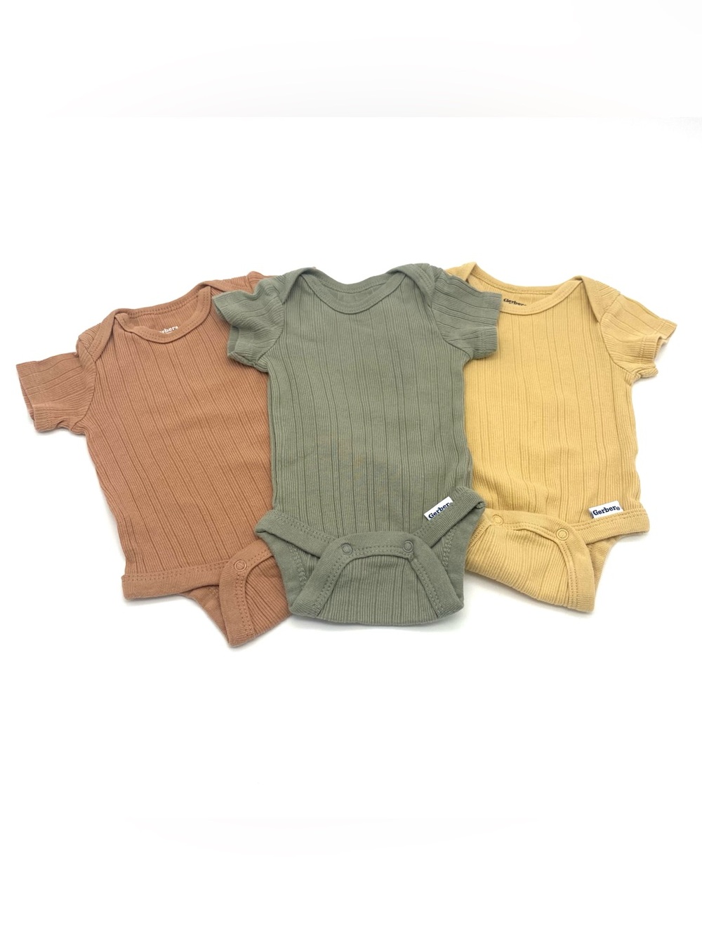 Gerber Newborn Short Sleeve Bodysuits Set 3-Pack Ribbed